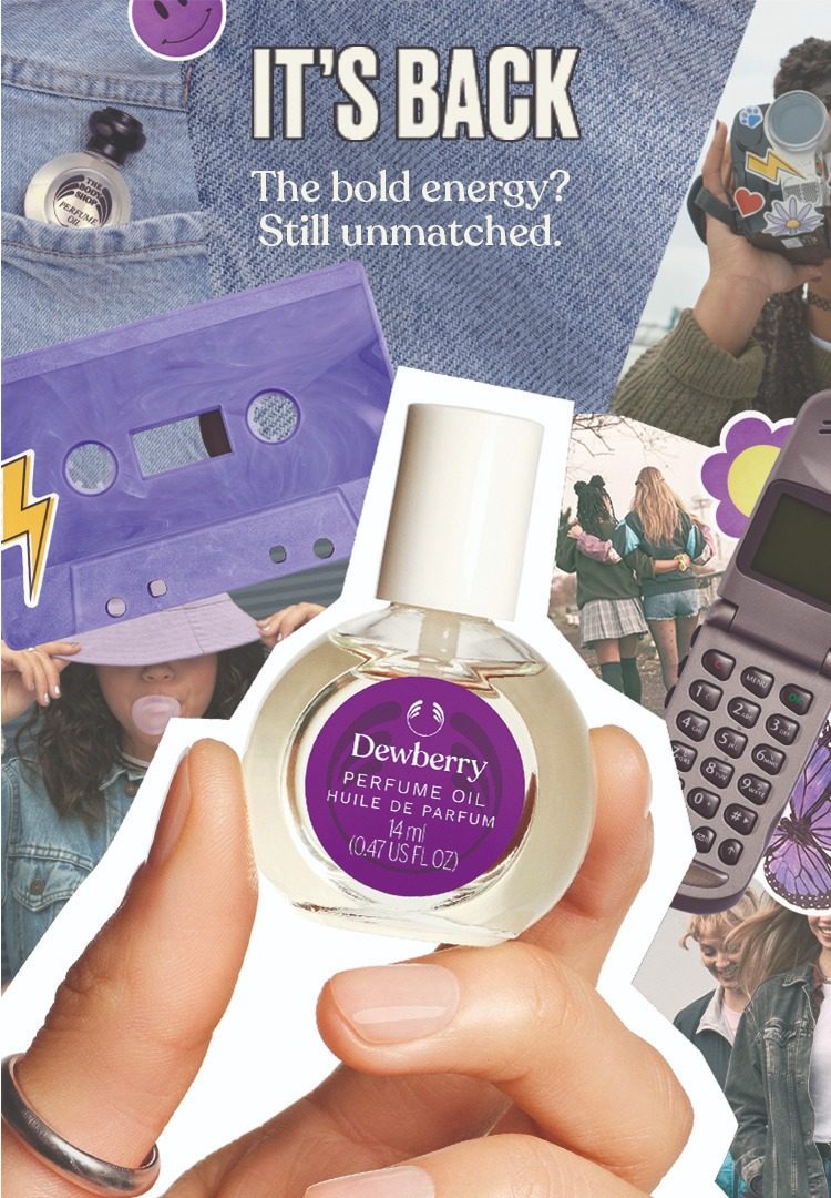 Dewberry relaunch visual with cassette and flip phone