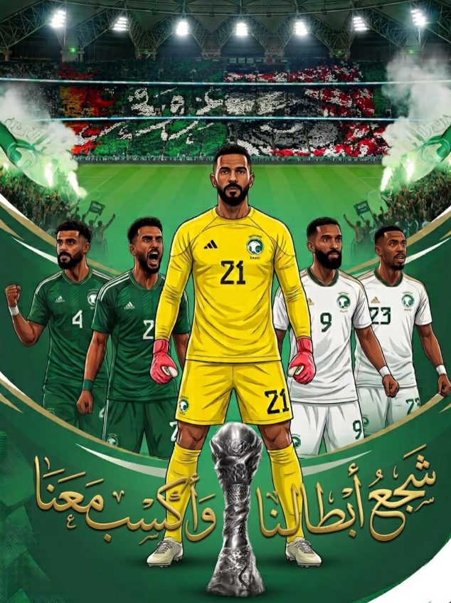 Illustrated Saudi national team support creative